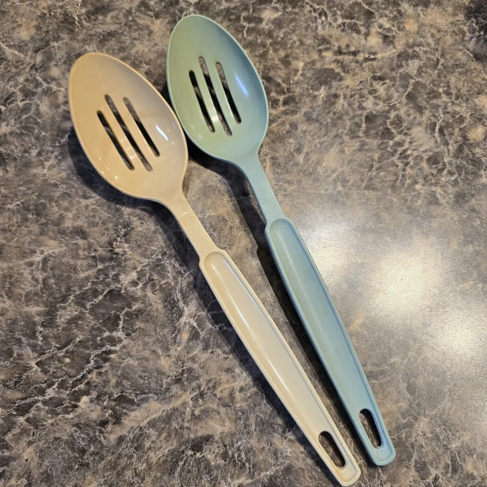 2 Vintage EKCO Slotted Serving Spoons Plastic‎ Nylon Kitchen Utensil 11